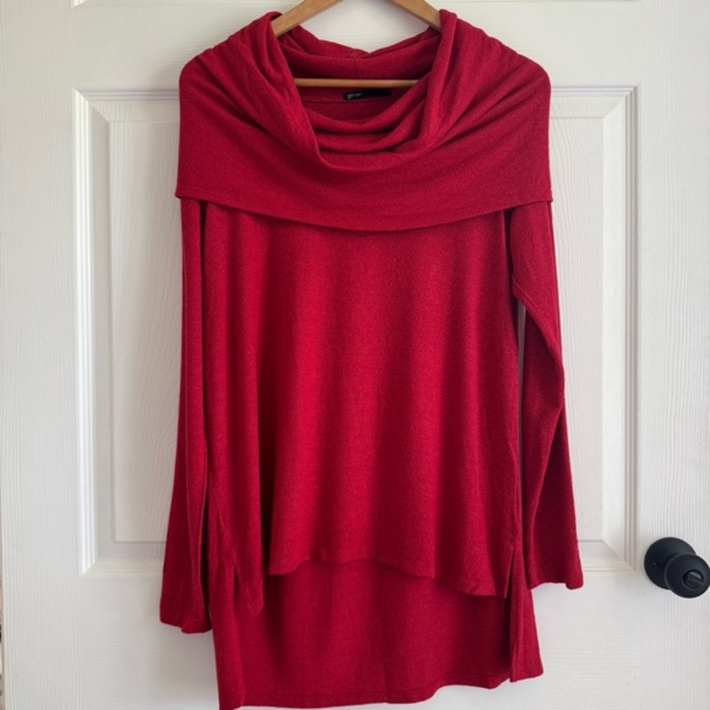 Gibson Red Cowl Neck Long Sleeve Tunic Sweater Women’s Small